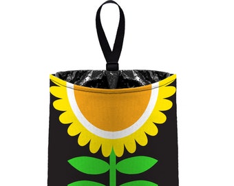 Car Trash Bag // Auto Trash Bag // Car Accessories // Car Litter Bag // Car Garbage Bag - Mod Bloom Sunflower Flower Floral // Car Organizer