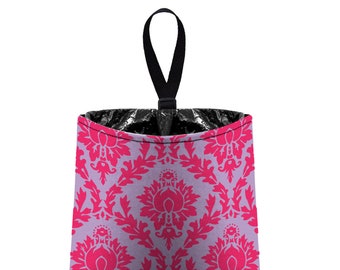 Car Trash Bag // Auto Trash Bag // Car Accessories // Car Litter Bag // Car Garbage Bag - Damask - Hot Pink Pale Lavender // Car Organizer