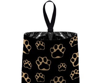 Car Trash Bag // Auto Trash Bag // Car Accessories // Car Litter Bag // Car Garbage Bag - Paw Print Brown Black Light Tan Dog Cat Pet