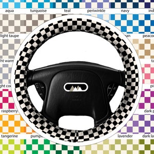 Couvre-volant antidérapant légèrement rembourré Checkers Accessoires accessoires de voiture Soft Antidérapant Auto Choisissez votre couleur Combo de couleurs personnalisées image 1