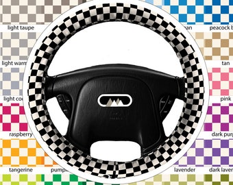 Lightly Padded Non Slip Steering Wheel Cover - Checkers - Car Accessory Accessories Soft Non Slip Auto Pick Your Color Custom Color Combo