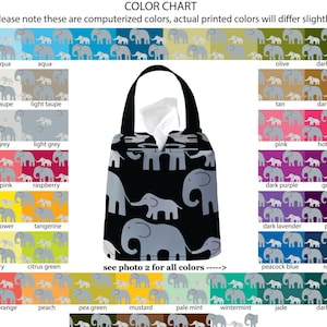 Headrest Auto Sneeze Box - Elephant - PICK YOUR COLOR - Car Accessory Automobile Caddy Tissue Case