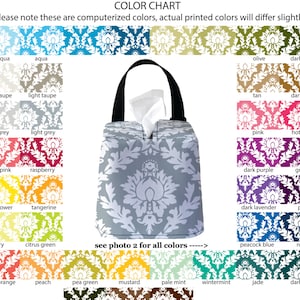 Headrest Auto Sneeze Box - Damask - PICK YOUR COLOR - Car Accessory Automobile Caddy Tissue Case Head Rest Headrest Hanging