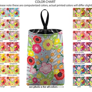 Auto Trash - Floral Burst - PICK YOUR COLOR - Car Trash Bag Car Accessory Automobile Caddy Trash Bin Garbage Floral Custom