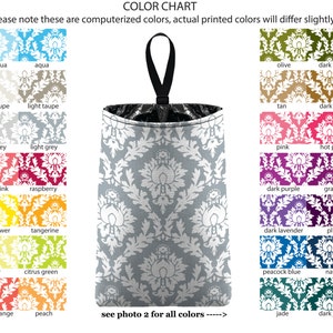 Auto Trash - Damask - PICK YOUR COLOR - Car Trash Bag Car Accessory Automobile Caddy Trash Bin Garbage Floral Custom