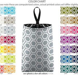 Auto Trash - Honeycomb - PICK YOUR COLOR - Car Trash Bag Car Accessory Automobile Caddy Trash Bin Garbage Floral Custom