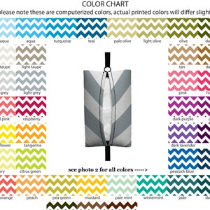May include: Color chart with 24 different chevron patterns in various colors. The colors are labeled with names such as pale aqua, aqua, turquoise, teal, pale olive, light olive, olive, dark olive, pale taupe, light taupe, pale grey, light grey, coral pink, raspberry, sunflower, tangerine, tan, dark tan, pink, hot pink, dark purple, grape, dark lavender, plum, celery, citrus green, coral orange, peach, pea green, mustard, pale mint, wintermint, jade, and dark jade.