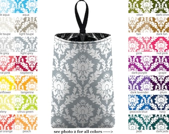 Bolsa de basura para auto - Damasco - ELIGE TU COLOR - Bolsa de basura para auto, accesorio para auto, carrito para automóvil, papelera, basura floral personalizada