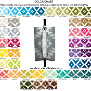 May include: Color chart showing 24 different colors with a geometric pattern. The colors are displayed in rows of four, with the names of each color listed below the pattern. The text "see photo 2 for all colors" is displayed below the chart.