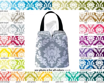 Kopfstütze Auto Sneeze Box - Damast - WÄHLEN SIE IHRE FARBE - Auto Zubehör Automobile Caddy Tissue Case Kopfstütze Kopfstütze Hängen