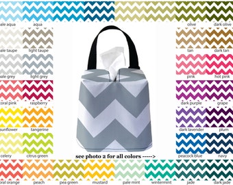 Headrest Auto Sneeze Box - Chevron - PICK YOUR COLOR - Car Accessory Automobile Caddy Tissue Case Zig Zag zigzag