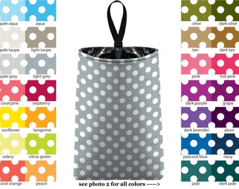 Auto Trash - Mini Polka Dots - PICK YOUR COLOR - Car Trash Bag Car Accessory Automobile Caddy Trash Bin Garbage Floral Custom