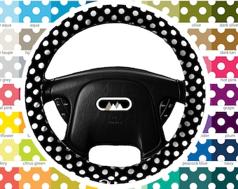 Lightly Padded Non Slip Steering Wheel Cover - Polka Dots - Car Accessory Accessories Soft Non Slip Auto Pick Your Color Custom Color Combo