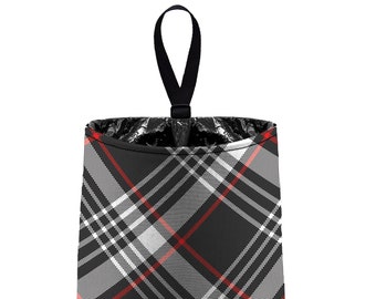 Car Trash Bag // Auto Trash Bag // Car Accessories // Car Litter Bag Car Garbage Bag - Plaid Grey Red White Preppy Men Fathers