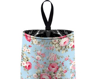 Car Trash Bag // Auto Trash Bag // Car Accessories // Car Litter Bag Car Garbage Bag - Shabby Blue Roses - Country Floral Pale Pastel