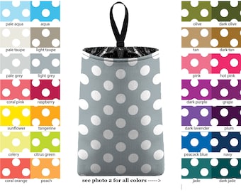 Auto Trash - Jumbo Polka Dots - PICK YOUR COLOR - Car Trash Bag Car Accessory Automobile Caddy Trash Bin Garbage Floral Custom