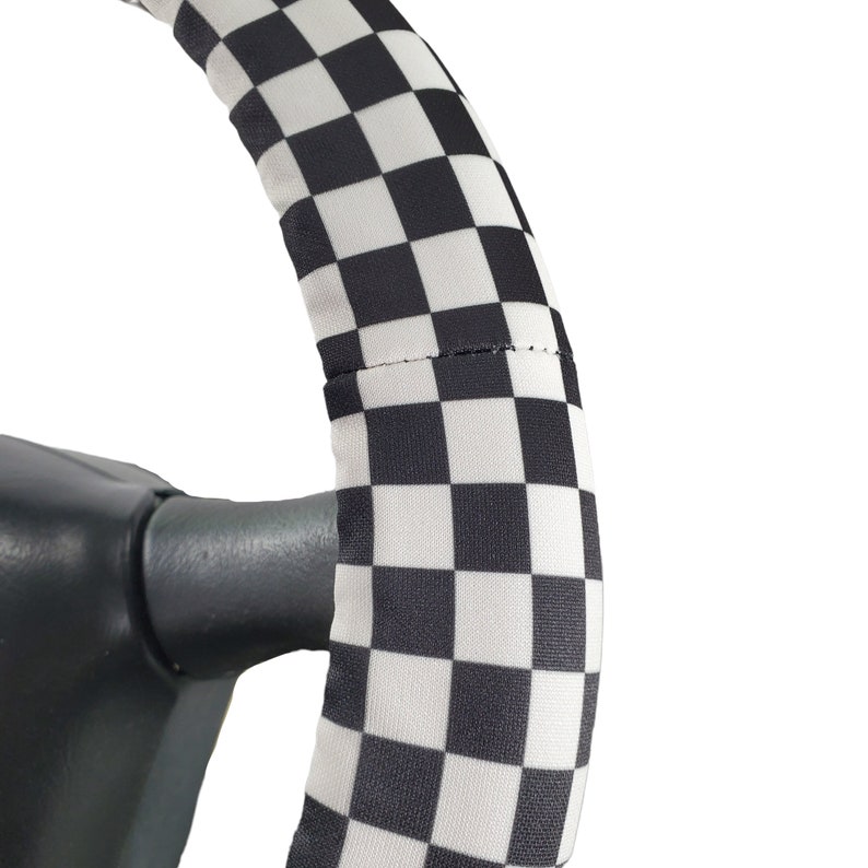 Couvre-volant antidérapant légèrement rembourré Checkers Accessoires accessoires de voiture Soft Antidérapant Auto Choisissez votre couleur Combo de couleurs personnalisées image 5