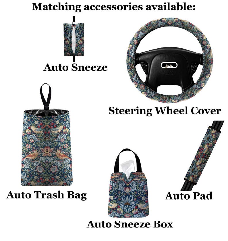Coprivolante antiscivolo leggermente imbottito - William Morris - Accessori per auto Morbido antiscivolo Auto Fragola Ladro Girasole immagine 10