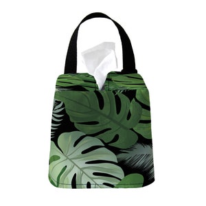 Headrest Auto Sneeze Box - Monstera Plant - Car Accessory Automobile Caddy Tissue Case Leaf Tropical Green House Crazy Plant Lady Gift