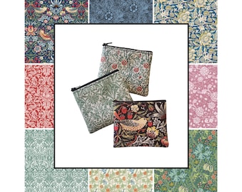 Zippered Coin Pouch - William Morris Fabric Prints Small 4" Card Wallet