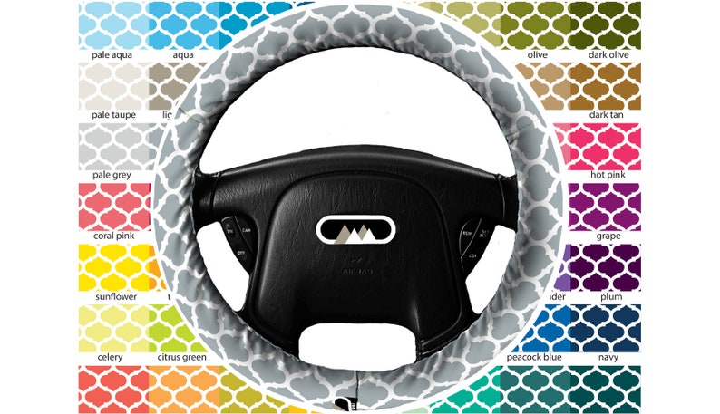 Lightly Padded Non Slip Steering Wheel Cover Moroccan Trellis Quatrefoil Car Accessories Cozy Soft Automobile Auto Geometric Custom image 1