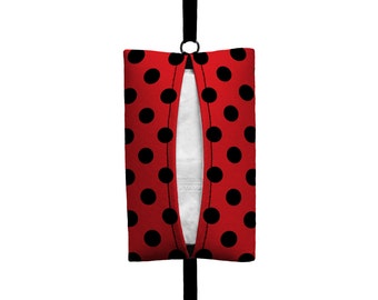 Auto Sneeze - Mini Polka Dot - Visor Tissue Case/Cozy - Car Accessory Automobile Polkadot Red Black Ladybug Lady Bug