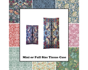 Travel Tissue Case Mini OR Full Size William Morris Fabric Tissue Holder for Tote Bag Purse Diaper Bag Bed Desk Bathroom Car Auto RV