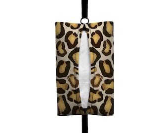 Auto Sneeze - Leopard Print - Visor Tissue Case/Cozy - Car Accessory Automobile Brown Tan