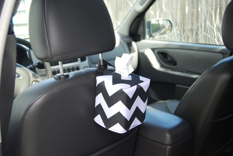 Headrest Auto Sneeze Box Jumbo Polka Dots PICK YOUR COLOR Car Accessory Automobile Caddy Tissue Case Polkadot image 5