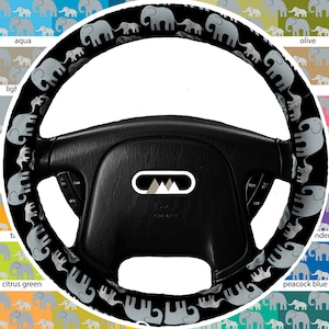 Lightly Padded Non Slip Steering Wheel Cover - Elephant Custom Color - Car Accessory Accessories Cozy Soft Automobile  Driving Personalized