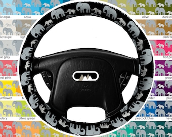 Funda de volante antideslizante y ligeramente acolchada - Color personalizado de elefante - Accesorios para coche - Suave y acogedor - Conducción de automóviles personalizada