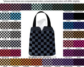 Headrest Auto Sneeze Box - Black Checkers - PICK YOUR COLOR - Car Accessory Automobile Caddy Tissue Case Checkerboard