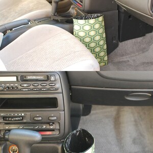 Car Trash Bag // Auto Trash Bag // Car Accessories // Car Litter Bag // Car Garbage Bag - Damask - Dark Grey and Black // Car Organizer image 2