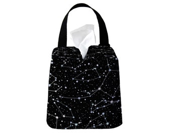 Headrest Auto Sneeze Box - Constellations - Car Accessory Automobile Caddy Tissue Case Celestial Galaxy Stars Travel Accessories Headrest