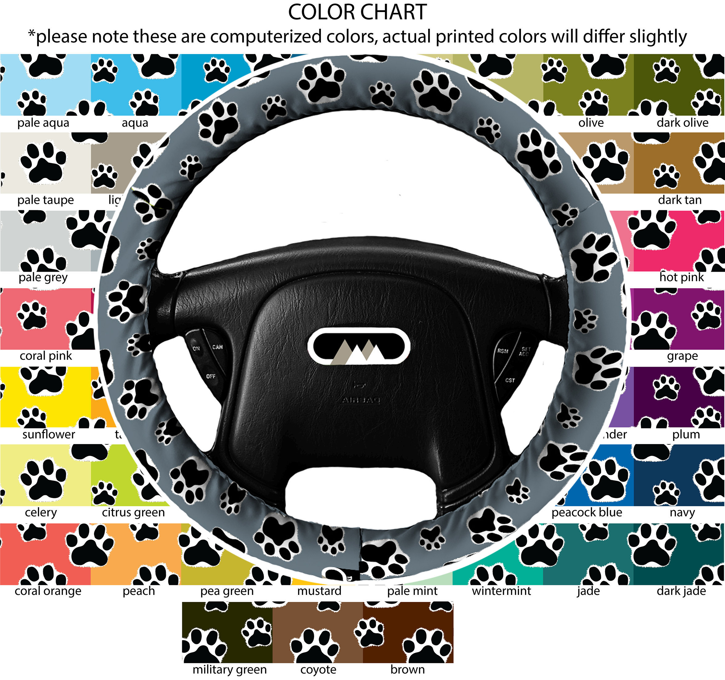 38cm Car Steering Wheel Cover Cute Dog Bulldog Anti-slip Animal