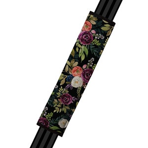 Seat Belt Cover // AUTO PAD // Car Accessories // seat belt pad - Black Watercolor Floral- seatbelt purple white coral