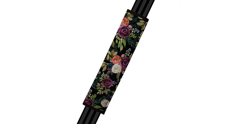 Seat Belt Cover // AUTO PAD // Car Accessories // seat belt pad Black Watercolor Floral seatbelt purple white coral image 1