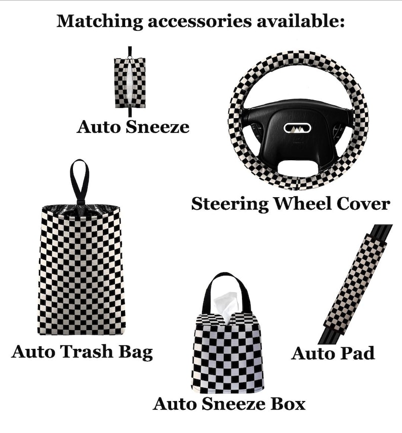 Car Trash Bag - Checkers PICK YOUR COLOR // Auto Trash Bag // Car Accessories // Car Litter Bag // Car Garbage Bag Cute Fun Dopamine Custom image 8