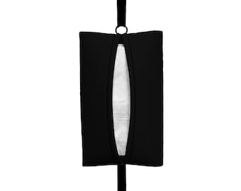 Auto Sneeze - Solid Black - Visor Tissue Case/Cozy - Car Accessory Automobile - Tissue Caddy