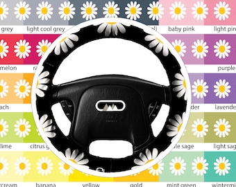 Lightly Padded Non Slip Steering Wheel Cover - Mod Daisy - Car Accessory Accessories Cozy Automobile  Driving Custom Color