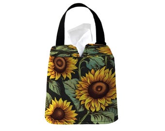 Headrest Auto Sneeze Box - Wild Sunflowers - Car Accessory Automobile Hanging Tissue Box Cover Flower floral