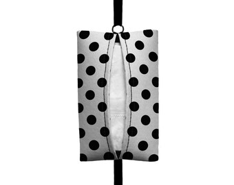 Auto Sneeze - Mini Polka Dot - Visor Tissue Case/Cozy - Car Accessory Automobile Polkadot White Black