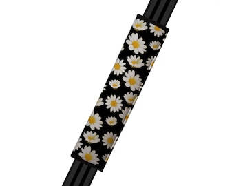 Housse de ceinture de sécurité // AUTO PAD // Accessoires voiture // coussin de ceinture de sécurité - Marguerites - Fleurs florales Daisy ceinture de sécurité rembourrée noir blanc jaune doux