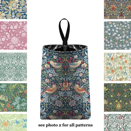 Poubelle automobile - William Morris - Sac poubelle de voiture Accessoire de voiture Caddie de voiture Poubelle Voleur de fraises Tournesol Shift Appui-tête imprimé Oiseau