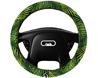 Lightly Padded Non Slip Steering Wheel Cover - Palm Plant - Car Accessories Cozy Soft Leaf Palm Springs Hawaii Jungle Tropical Leaves Garden