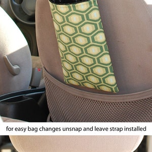 Car Trash Bag // Auto Trash Bag // Car Accessories // Car Litter Bag // Car Garbage Bag Honeycomb light grey black aqua // Car Organizer image 3