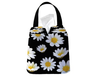 Headrest Auto Sneeze Box - Daisies - or PICK YOUR COLOR - Car Accessory Automobile Hanging Tissue Box Cover Flower floral daisy