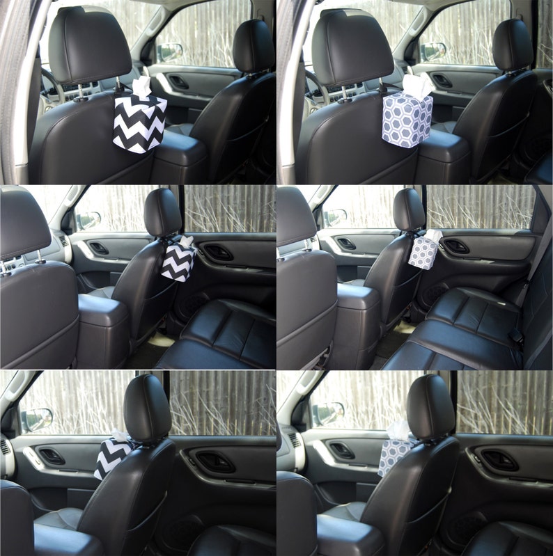 Headrest Auto Sneeze Box Jumbo Polka Dots PICK YOUR COLOR Car Accessory Automobile Caddy Tissue Case Polkadot image 3