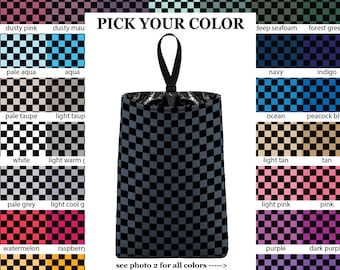 Car Trash Bag - Black Checkers PICK YOUR COLOR // Auto Trash Bag // Car Accessories // Car Litter Bag // Car Garbage Bag Custom