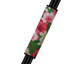 Seat Belt Cover // AUTO PAD // Car Accessories // seat belt pad - Hibiscus Flower Hawaiian Leaves Pink Foliage- Floral Design seatbelt